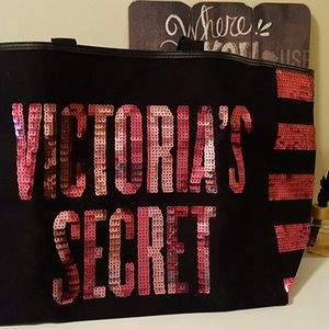 Victoria Secret pink sequin tote bag